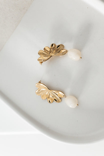 Boucle feuille d'or perlée - By Sianaa