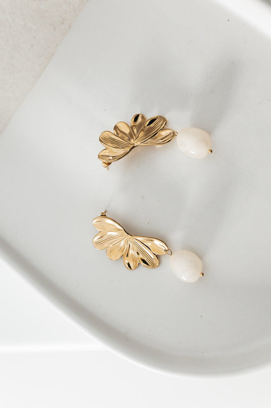 Boucle feuille d'or perlée - By Sianaa