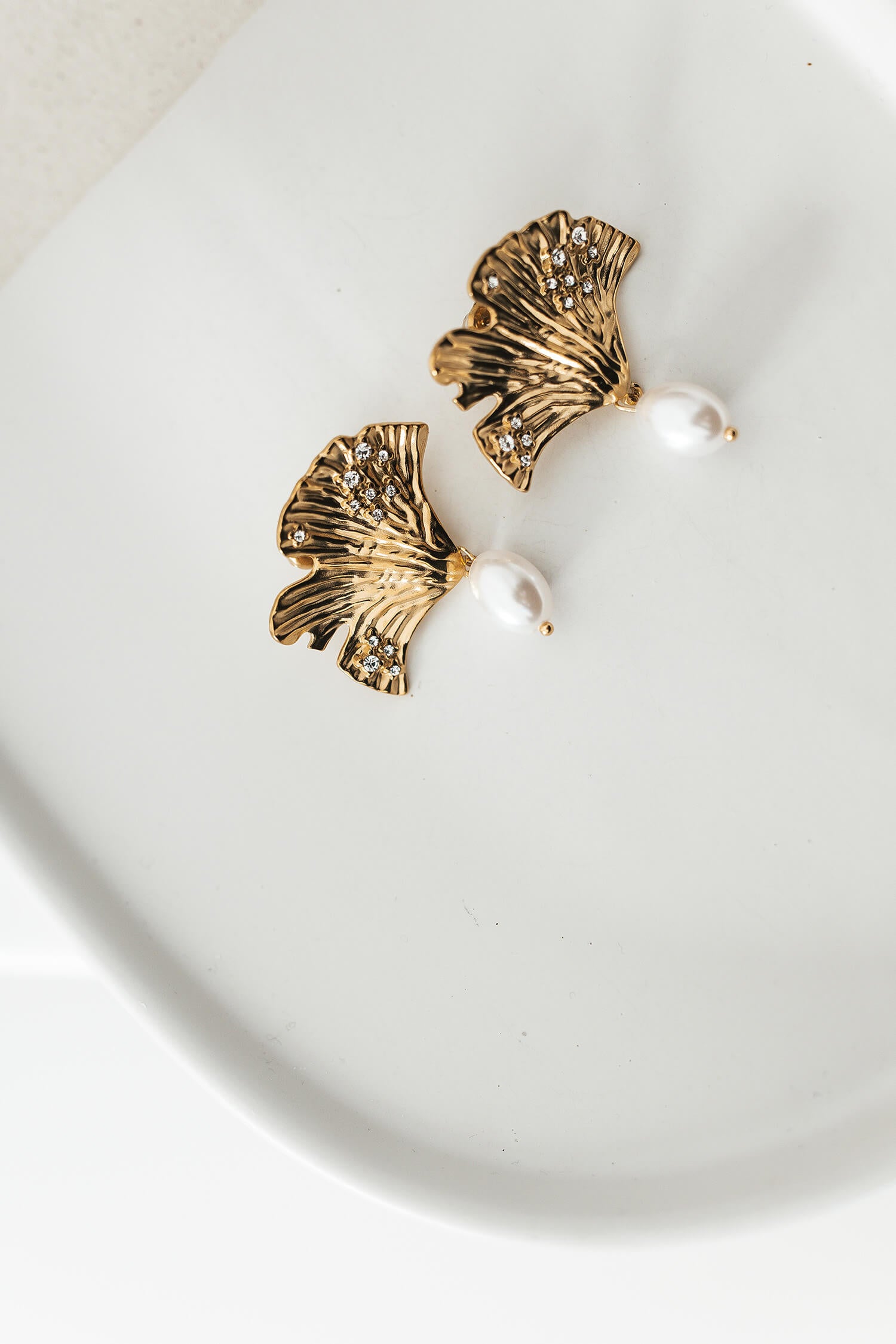 Boucle feuille perlée - By Sianaa