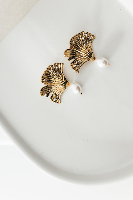 Boucle feuille perlée - By Sianaa