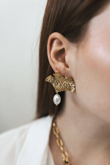 Boucle feuille perlée - By Sianaa