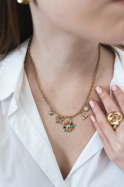 Collier fleur multicolore - By Sianaa