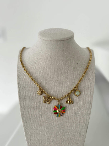 Collier fleur multicolore - By Sianaa